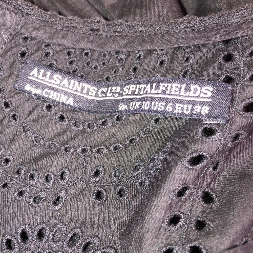 All Saints co ltd Soitakfields embroidered black dress size 6 - Picture 8 of 8